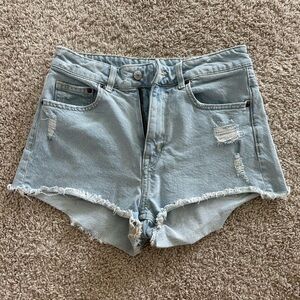H&M Light Blue Distressed Denim Shorts